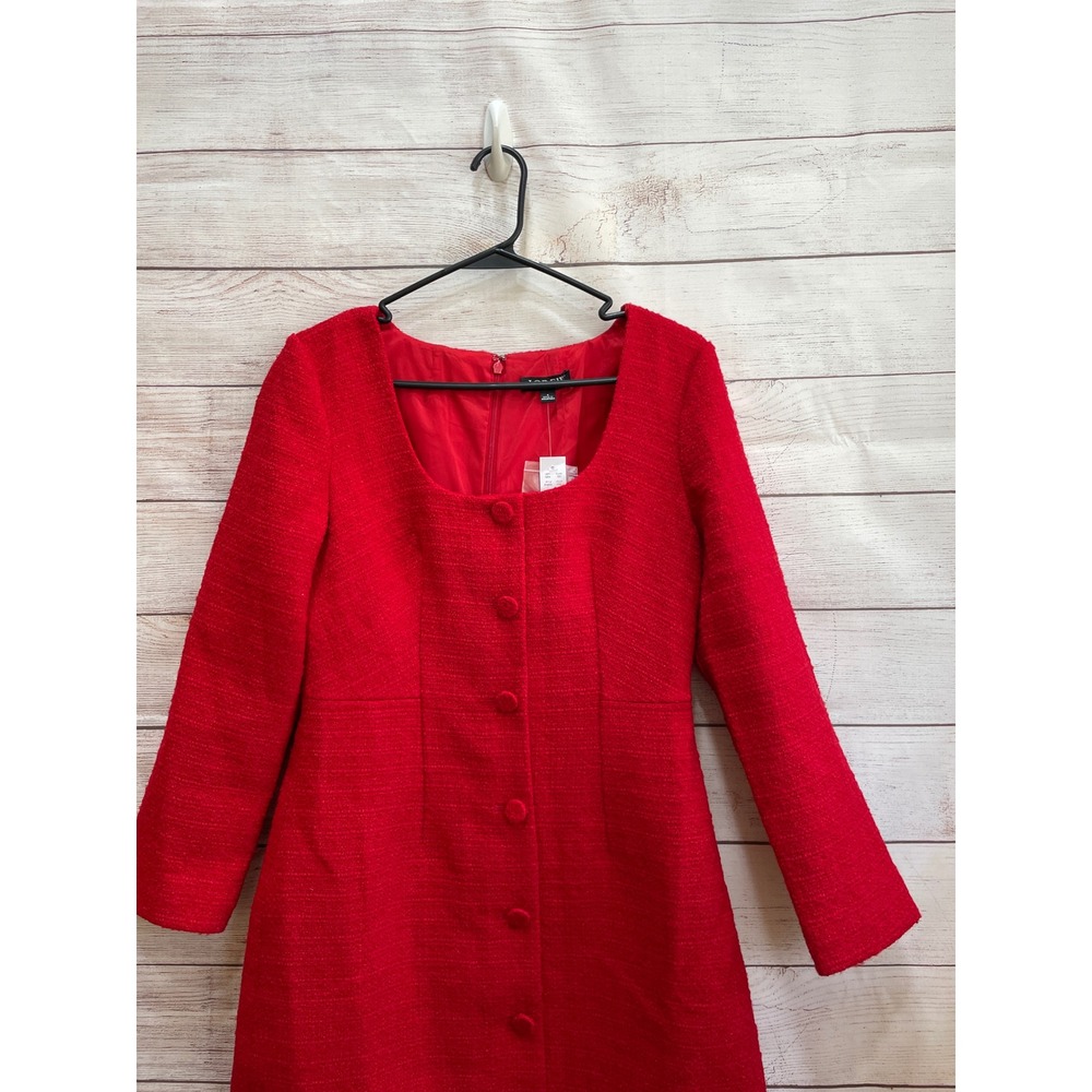 NEW WITH TAGS J CREW SOPHIA MINI DRESS IN MARITIME TWEED FESTIVAL RED - Picture 4 of 12